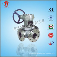 3-way flanged ball valve with worm gear